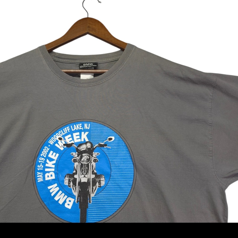 BMW Motorcycles Bike Week 2002 Woodcliff Lake NJ Gray XL T-Shirt Mens XL Vintage